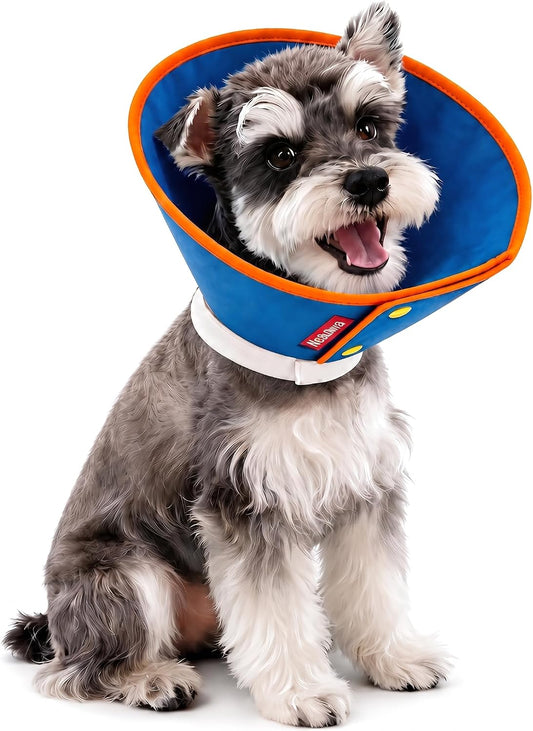 Soft Dog Cone Collar Alternative, Adjustable Pet Recovery Collar after Surgery, Lightweight EVA Foam E-Collar for Dogs & Cats, Water-Repellent Cone to Prevent Licking Wounds (Blue, M+)