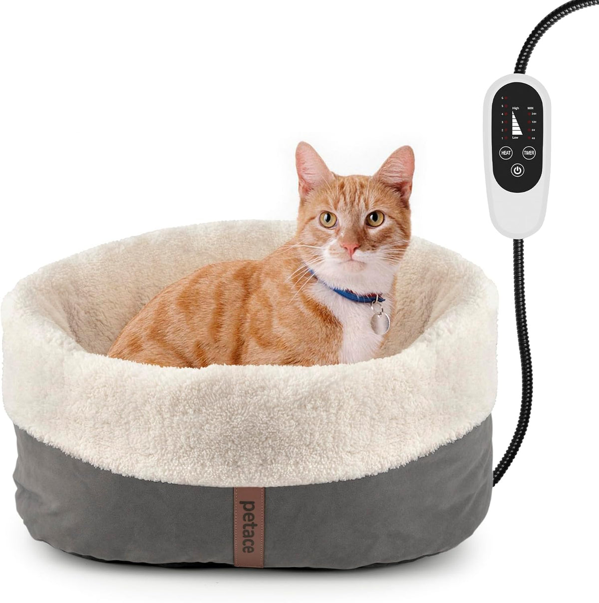 Heated Cat Bed with Pet Pad, 17.7"×13.7", Gray