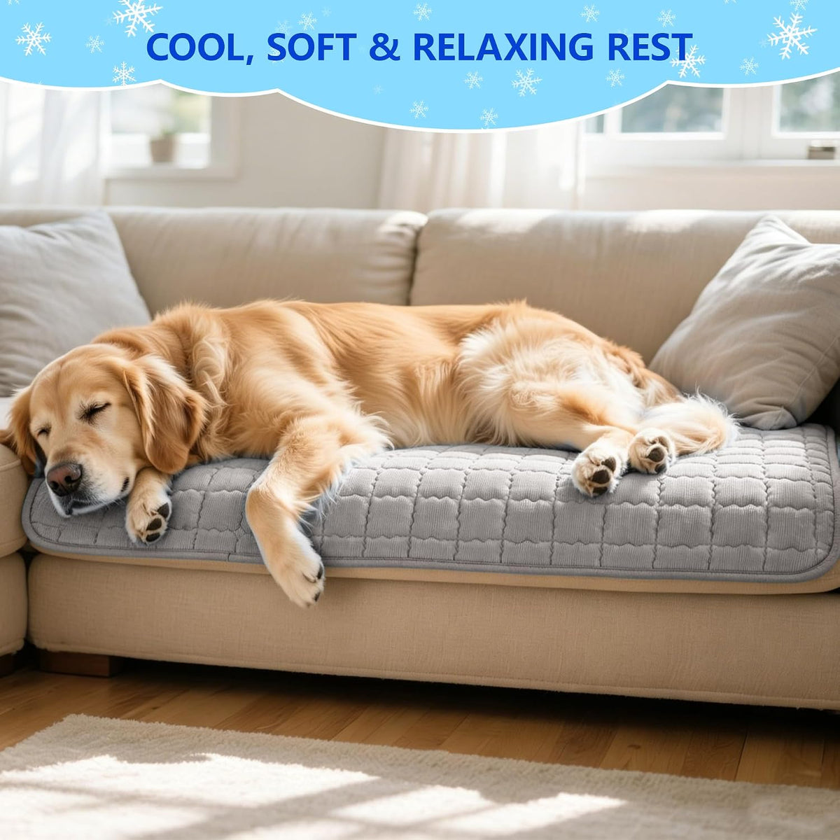 Cooling Mat for Dogs, Q-Max>0.5 Breathable Cooling Pad for Dog, 43"X 32" Pet Cooling Bed with Non-Slip Bottom, Portable Washable Cooling Blanket for Indoor & Outdoor,Gray