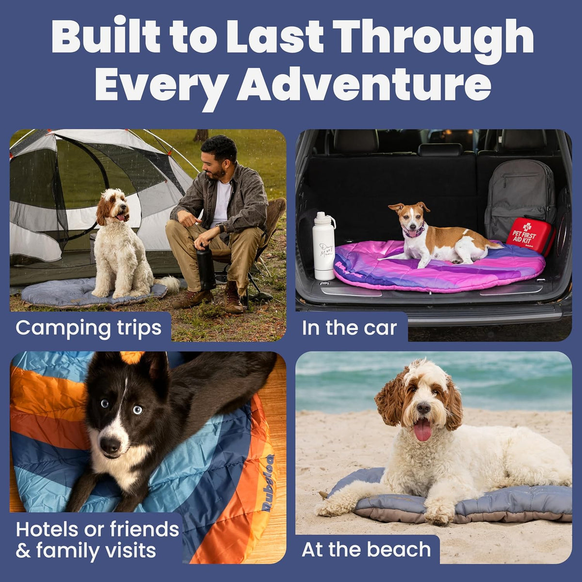 Travel Dog Bed, 42X30In, Foldable & Packable with Carry Bag, Teal