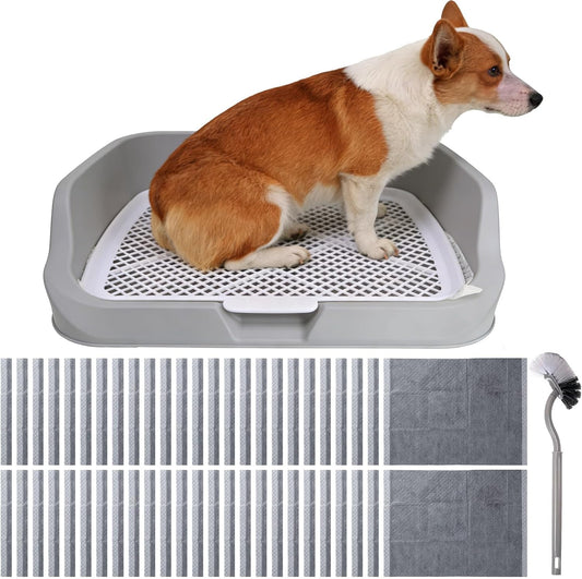 XL Dog Litter Box,Pee Pad Holder, Puppy Pads Holder,Include Box,Pee Pad&Cloth,Puppy Potty Training Tray for Small/Medium Dog