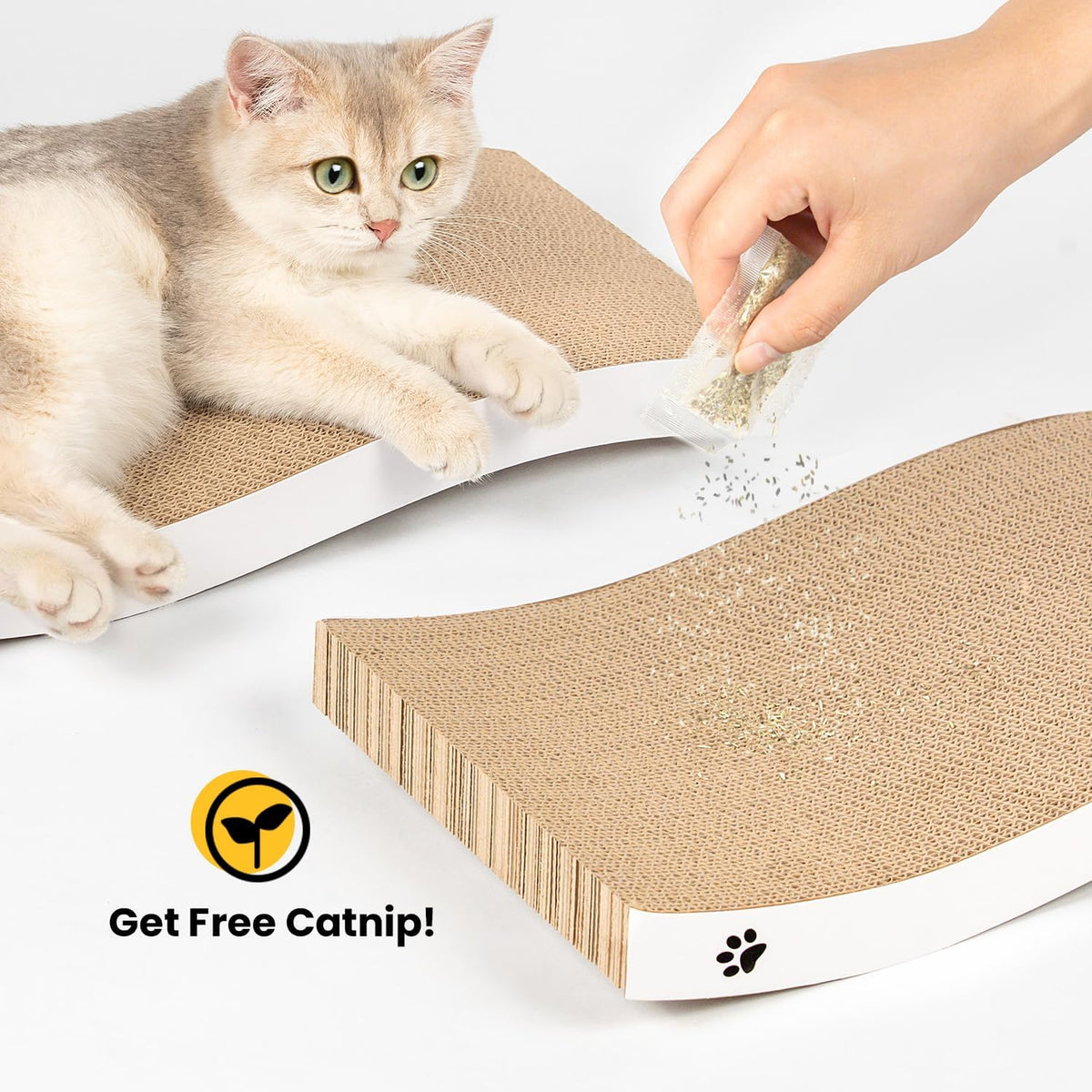 Cat Scratcher, Durable Scratch Pad, Corrugated Cardboard Scratching Board for Indoor Cats, Heavy Duty, Double-Sided Usability, Recyclable, with Catnip, Medium, 1 Pack