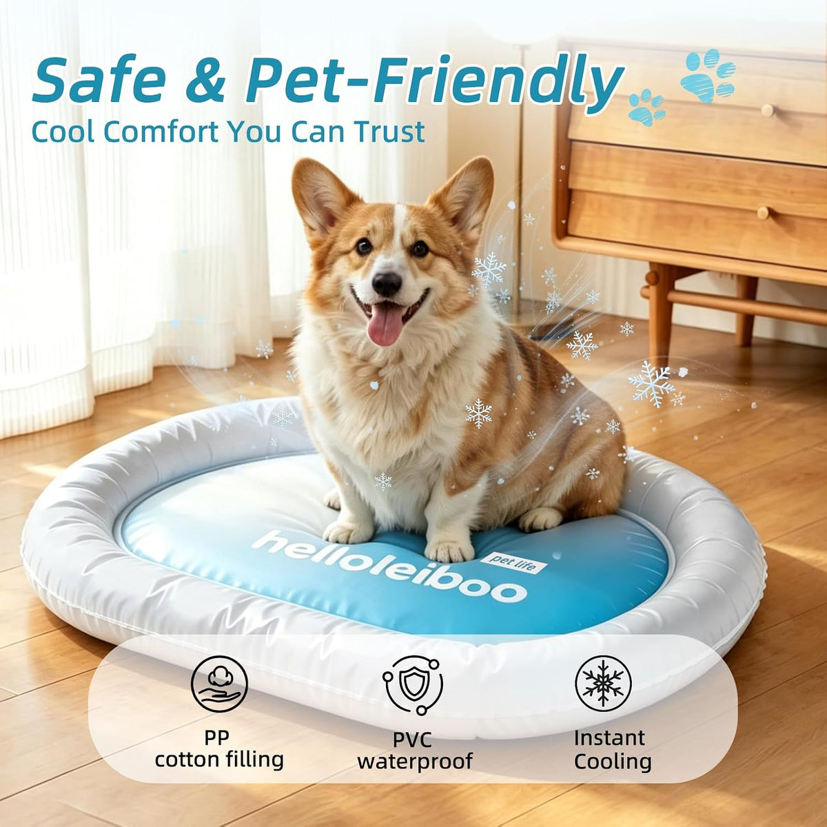 Cooling Mat for Dogs No Freeze Needed Dog Cooling Mat 37.8×26.4In Double-Strength Polymer Gel + PVC Waterproof Fabric Self Cooling Pad for Large Dogs Perfect for Crates, Floor, Beds & Sofas