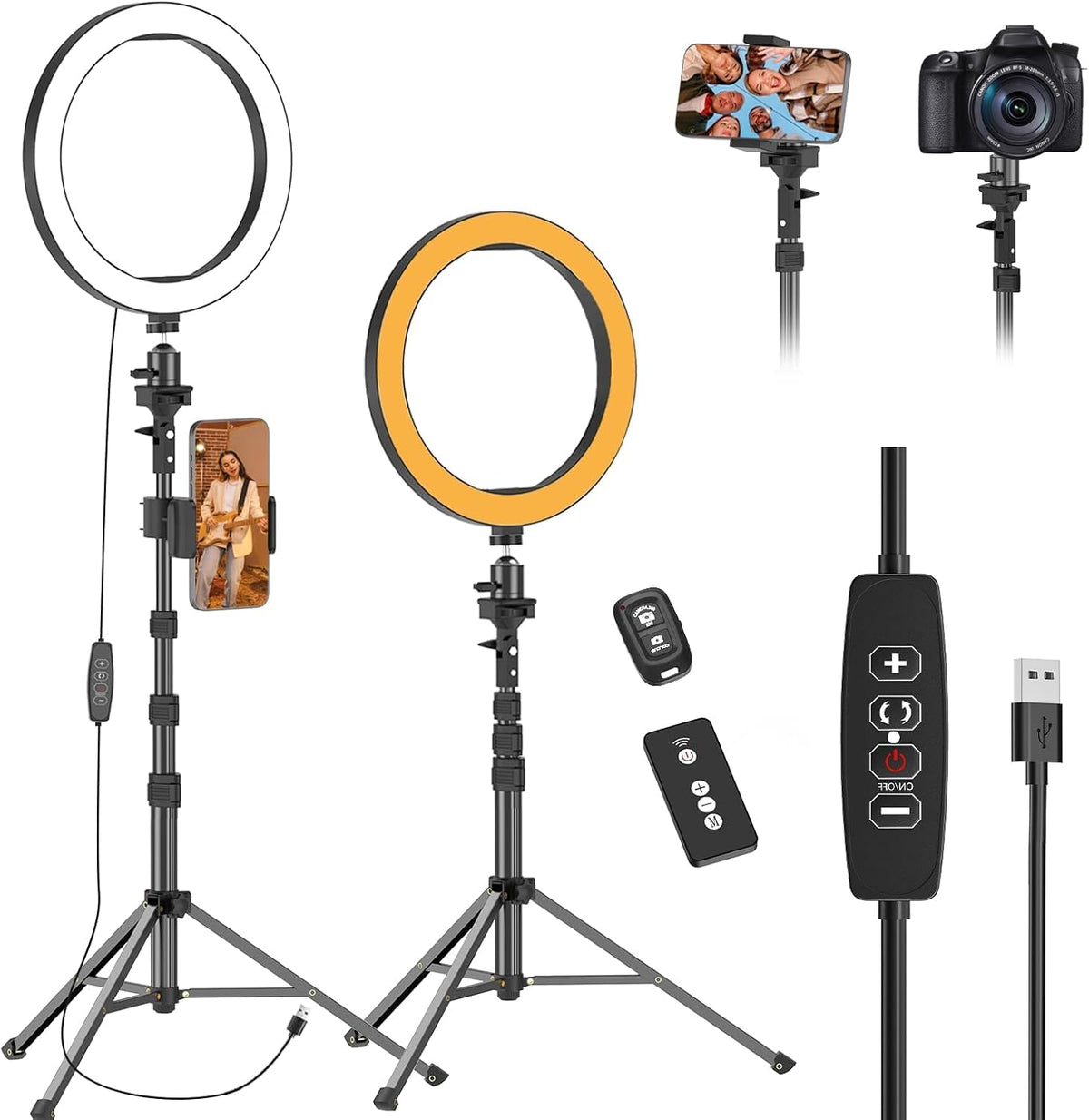 EMART 10" Ring Light with 55" Extendable Tripod Stands and Phone Holder