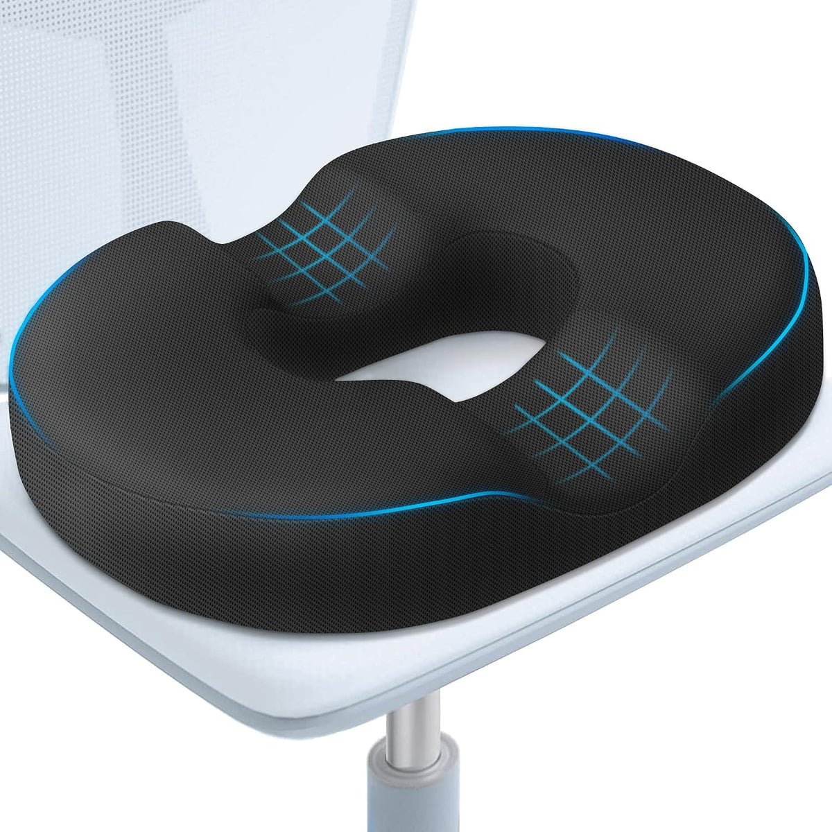 Blisstrends Donut Pillow Seat Cushion, Memory Foam Lifting Cushions(Black)