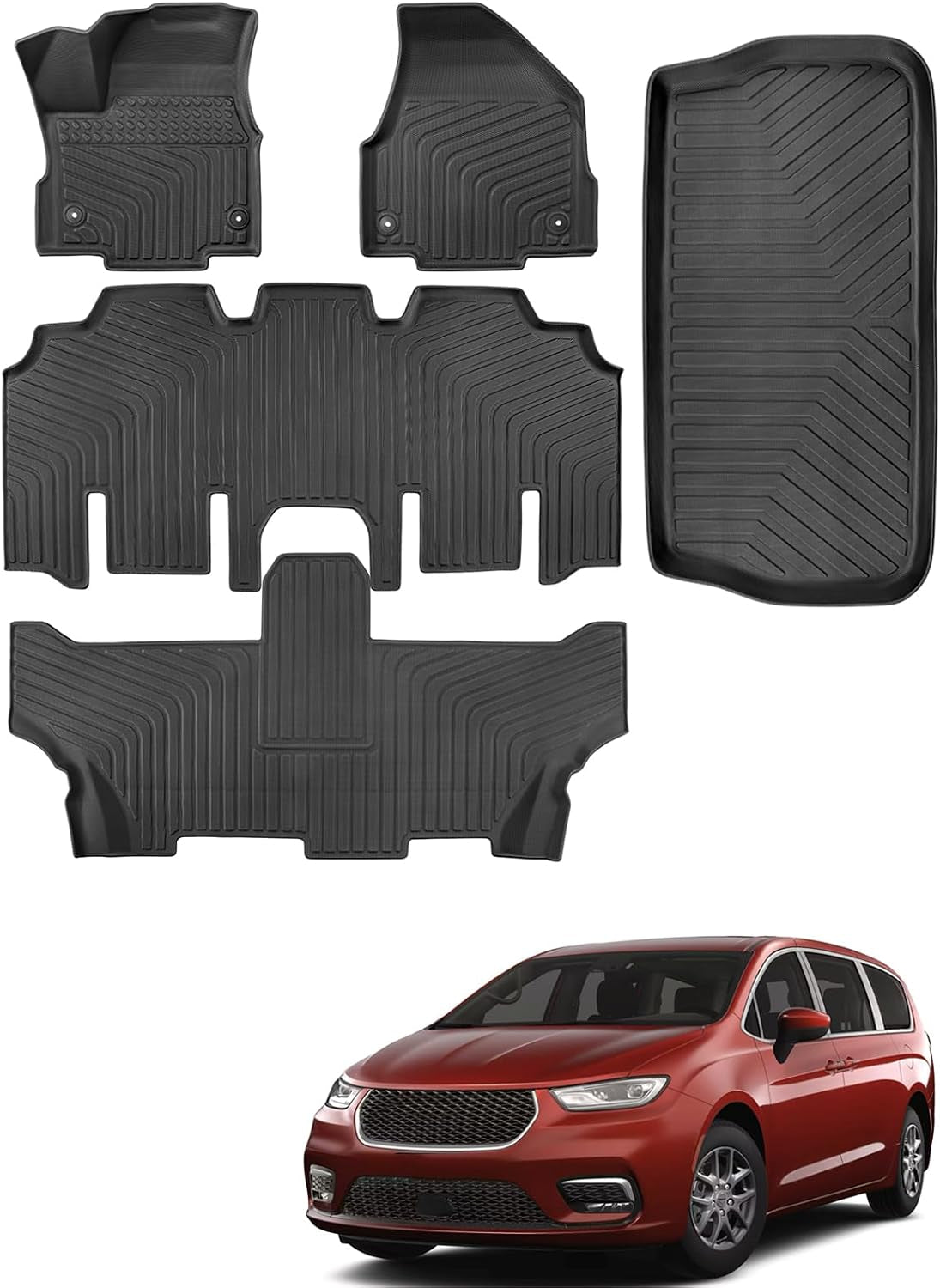 For Chrysler Pacifica 2017-2026 2027 Floor Mats Cargo Liner 7/8 Passenger