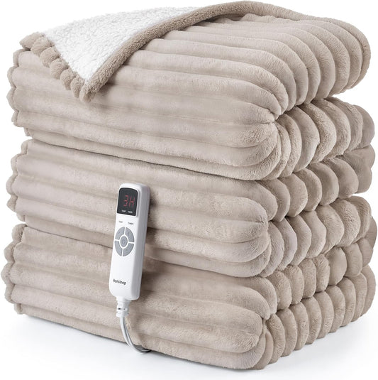 Hansleep Electric Heated Blanket Throw 50X60'', ETL & FCC Certified, Linen