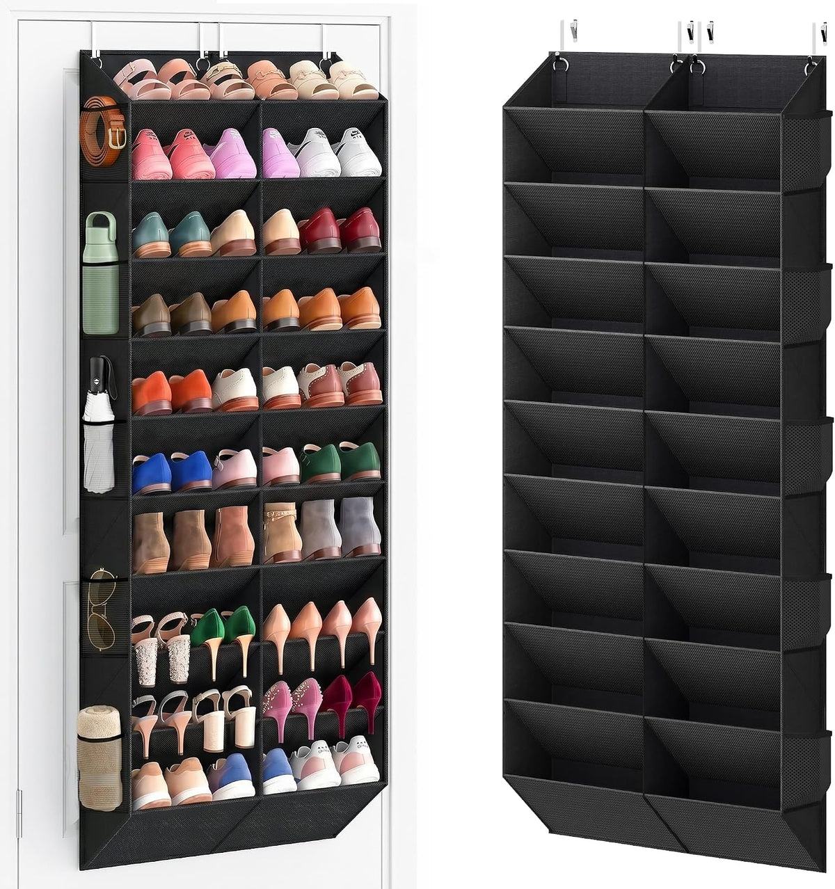 UVIAHOMI 20-30 Pairs over the Door Shoe Organizer with Side Mesh Pockets