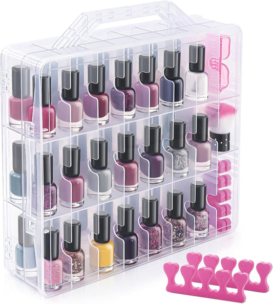 Dreamgenius Nail Polish Organizer Case with 2 Nail Separators, Clear