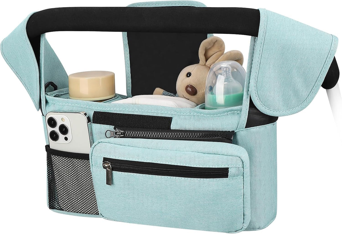 Accmor Universal Stroller Organizer with Insulated Cup Holder, Detachable Phone Bag Shoulder Strap, Stroller Caddy Bag for Uppababy, Baby Jogger, Graco, Umbrella & Most Strollers