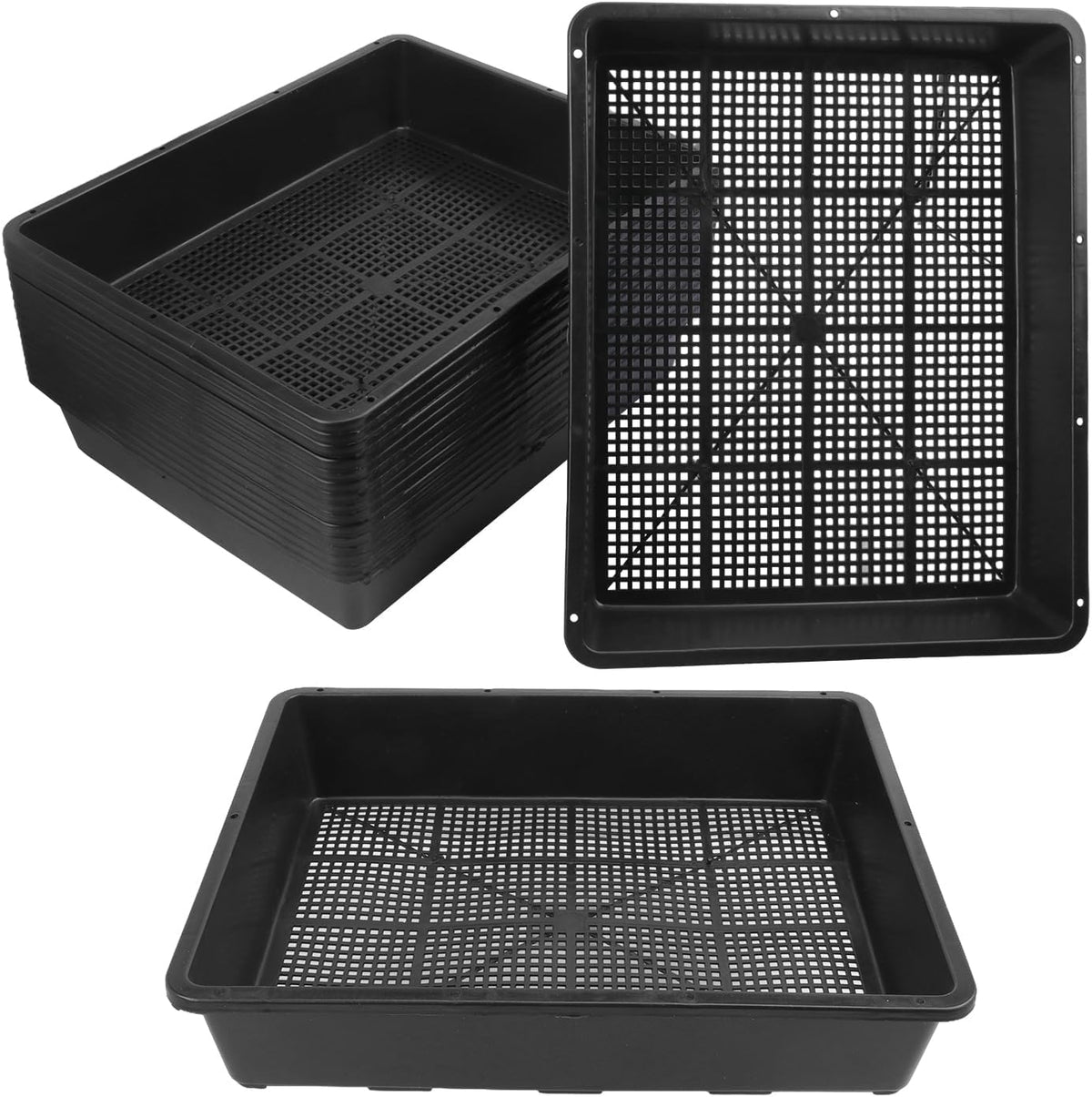 16 Pack Seed Starter Trays 15 X 12 Inches Microgreens Growing Trays with Mesh Bottom for Germination, Hydroponic & Sprouting Plant Trays for Garden, Wheatgrass