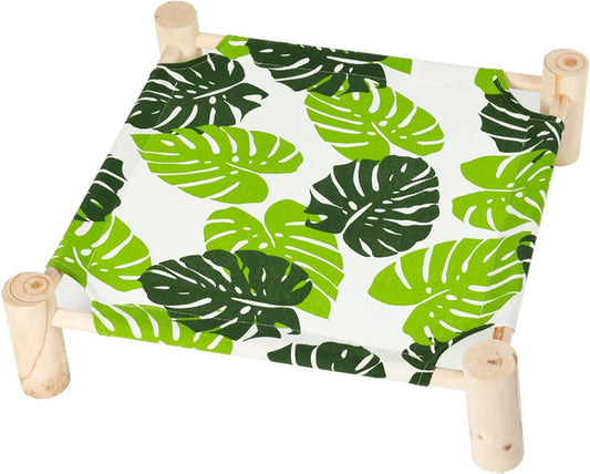 Patas Lague Cat Hammock Bed Small Eleveted Dog Bed 19X19 in Monstera Leaf