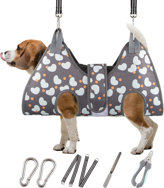 Dog Grooming Hammock Harness for Medium Dogs Nail Trimming, Dog Sling for Cutting Nails, Dog Hanging Holder Hanger for Clipping Nails with Nail Clippers, Nail File