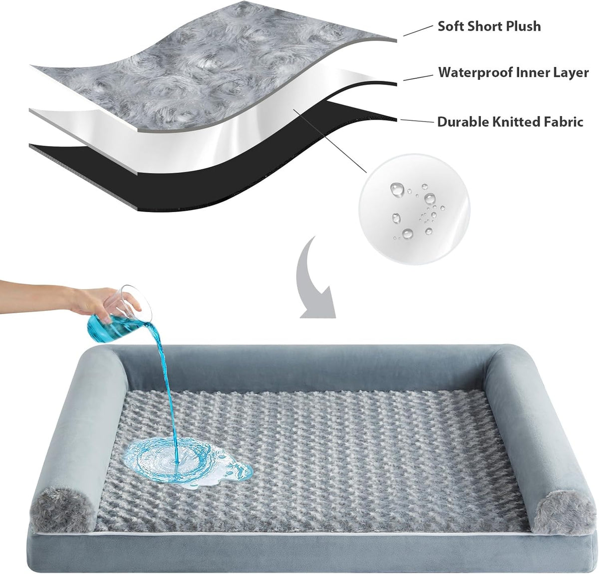 BFPETHOME Orthopedic Washable Large Dog Bed for Senior Dog Comfy Sleep