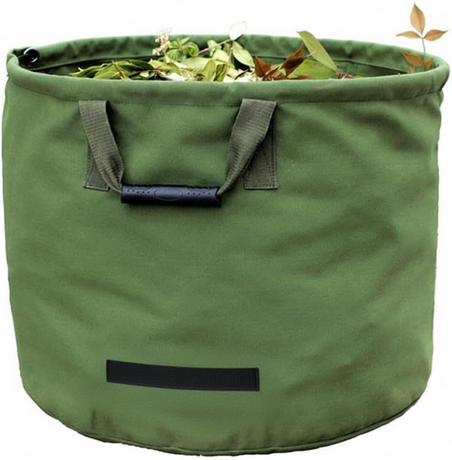 Canvas Waste Bag - Waterproof Reusable Garden Leaf Bag with Handles, Collapsible Lawn Storage Container for Weeds and Outdoor Cleanup,18.11 * 22.05In
