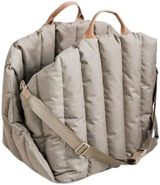 Dog Car Seat Cat Carrier Booster Seat on Car Armrest Travel Bags for Cats Dogs with Easy Carrying Strap Dog Travel Car Carrier, Dog Carry on Bag, Pet Portable Bed (Beige, Large)