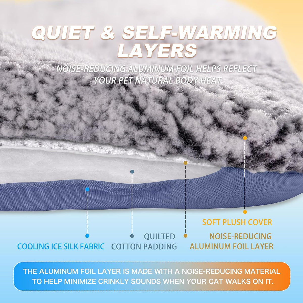 Self Warming Cat Bed, Reversible Cooling Mat for Cats, Dark Blue, 24X36 In