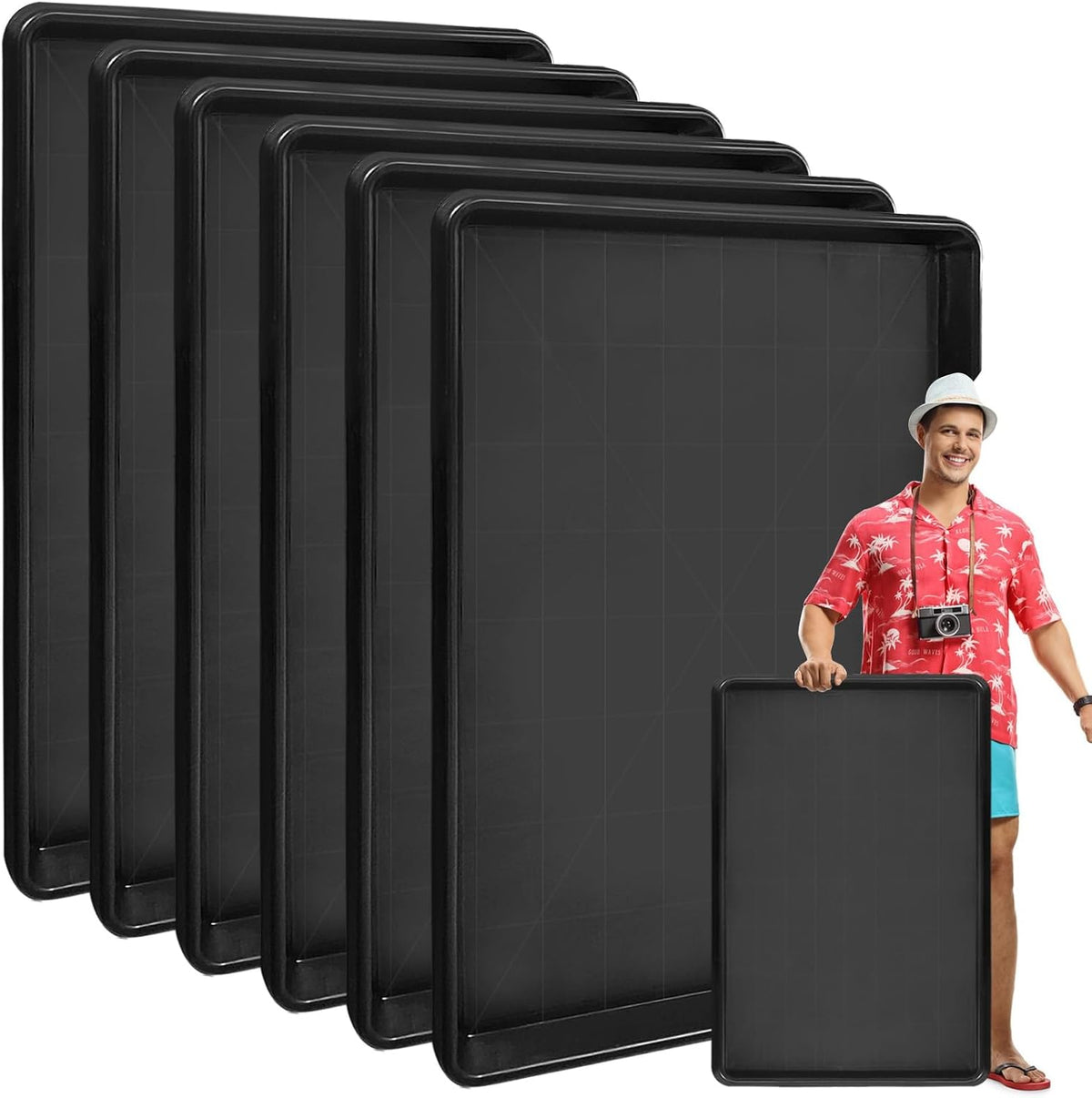 6Pcs Extra Large Auto Oil Drip Pan- 35.4 X 24 X1.6 Inches Oil Drip Tray for under Car Plastic Oil Tray,Oil Catch Pan Replacement Tray to Keep Garage Floor Show Room Driveway Safe and Clean