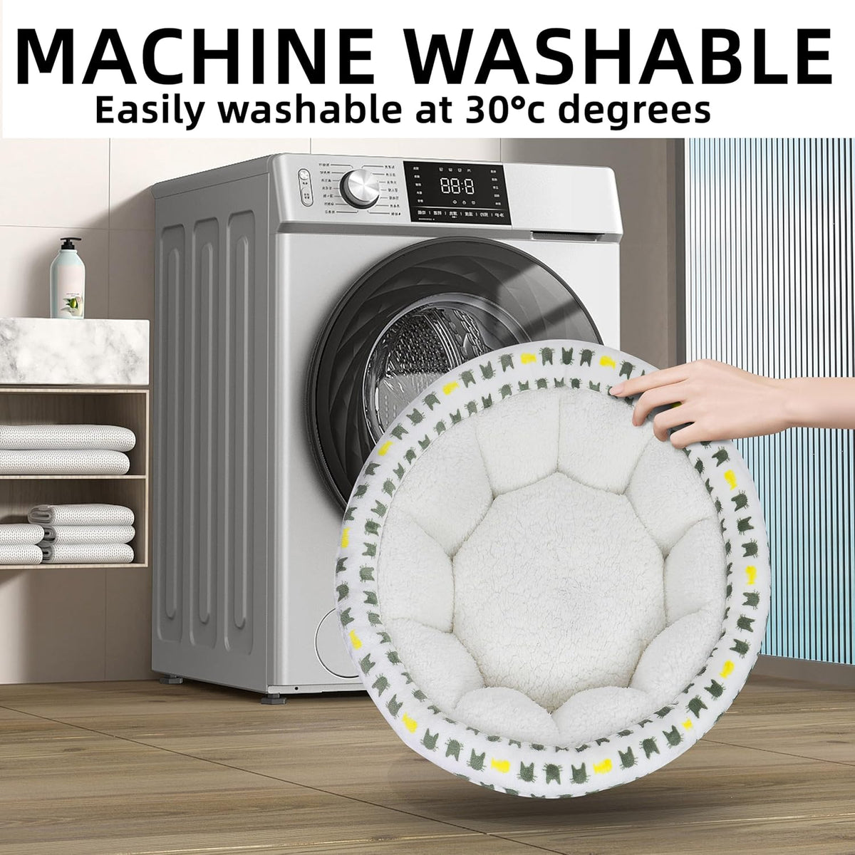 AIWIKIDE Super Soft Small Dog & Cat Bed, Anti-Anxiety Puppy Cuddler, Cozy round Fluffy Plush Pet Bed, Machine Washable Faux Fur Donut Cuddler