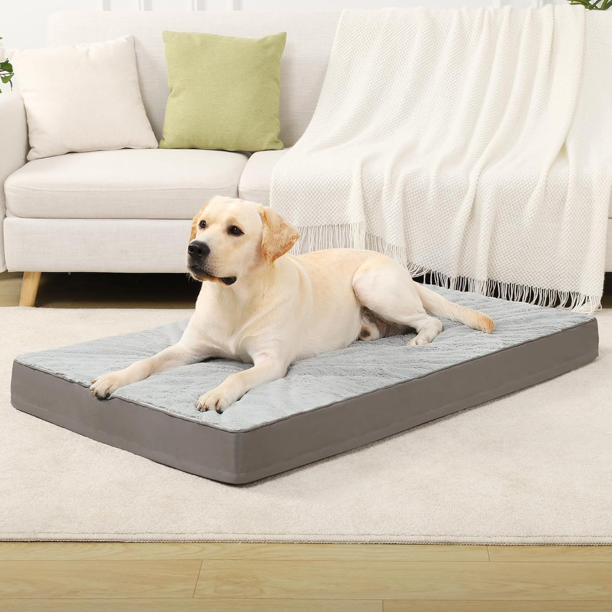 KSIIA Orthopedic Dog Bed for Extra Large Dogs with Waterproof, Grey, 47X29