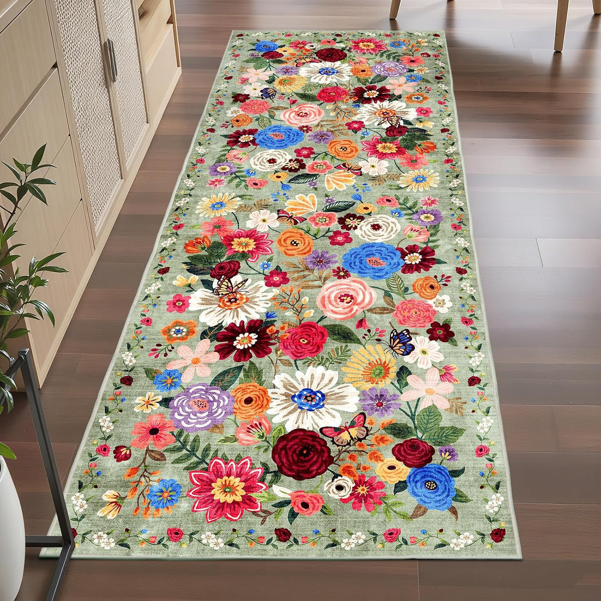 Floral Hallway Runner Rug 2X6 for Bedroom Kitchen