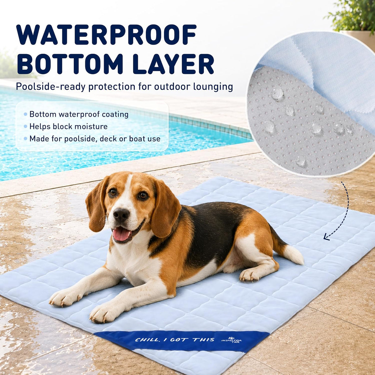 INSPECTOR TAIL Dog Cooling Mat, Large, Indoor & Outdoor Self Cooling Pad
