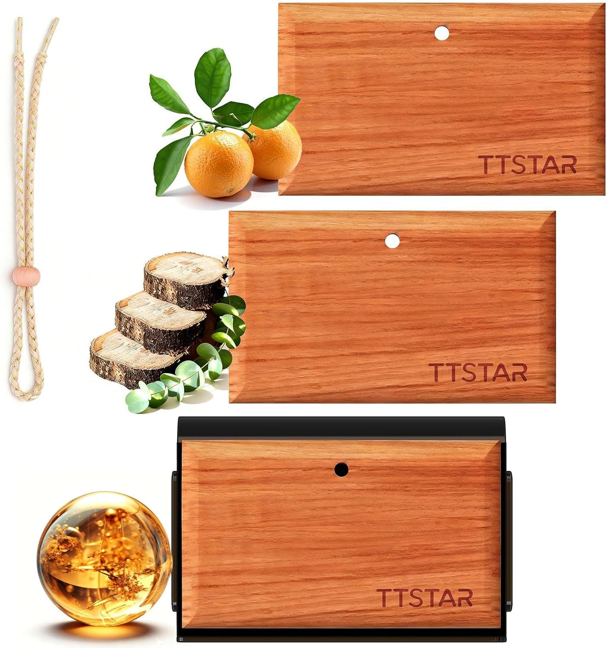 Car Air Freshener Long Lasting 3 Pack Wood Air Fresheners Refill