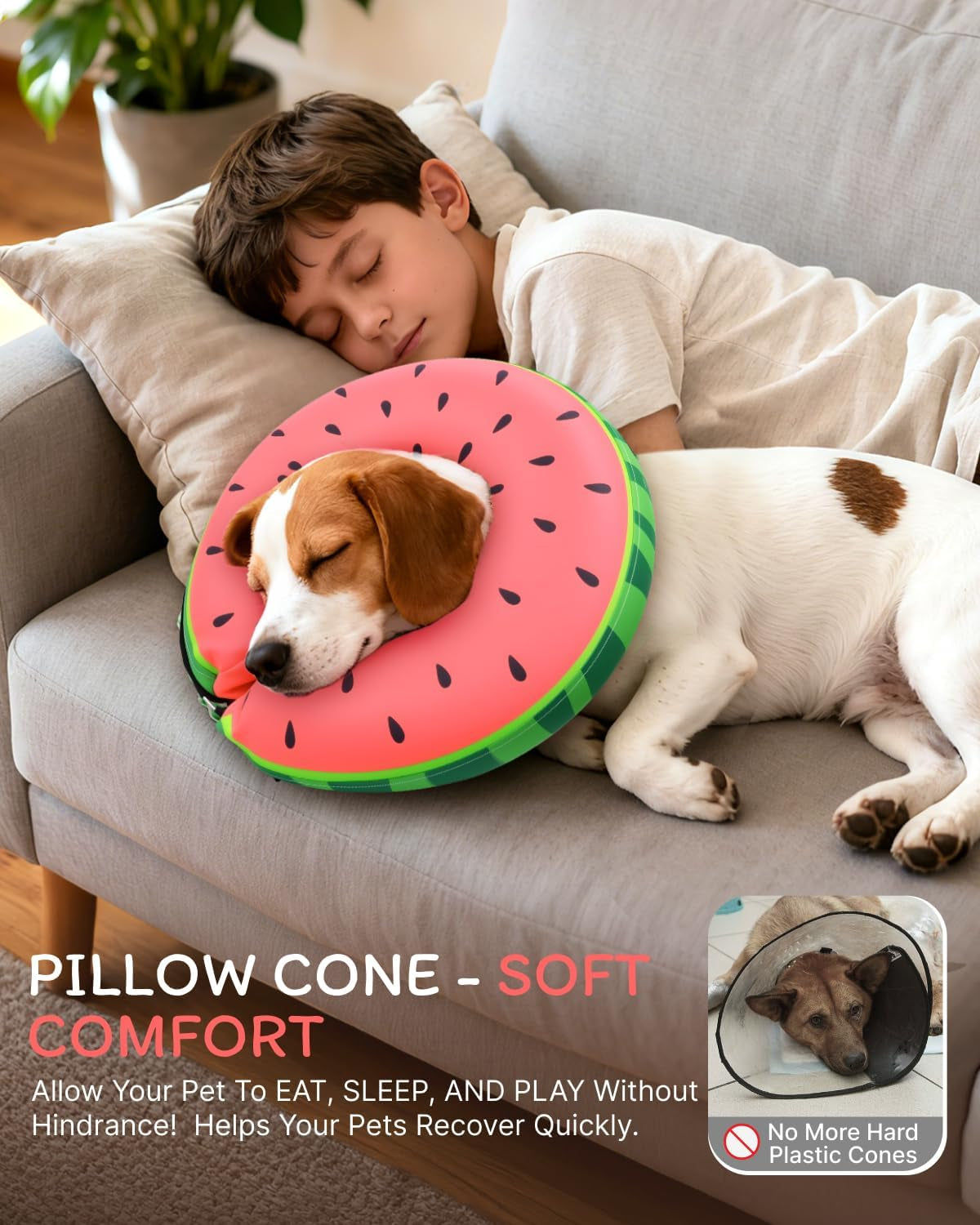 MIDOG Soft Inflatable Dog Cone, Donut E-Collar Alternative for after Surgery, Prevents Licking, Allowing Normal Eating & Vision, Comfortable Recovery Collar for Small Medium Large Dogs & Cats, Red-M