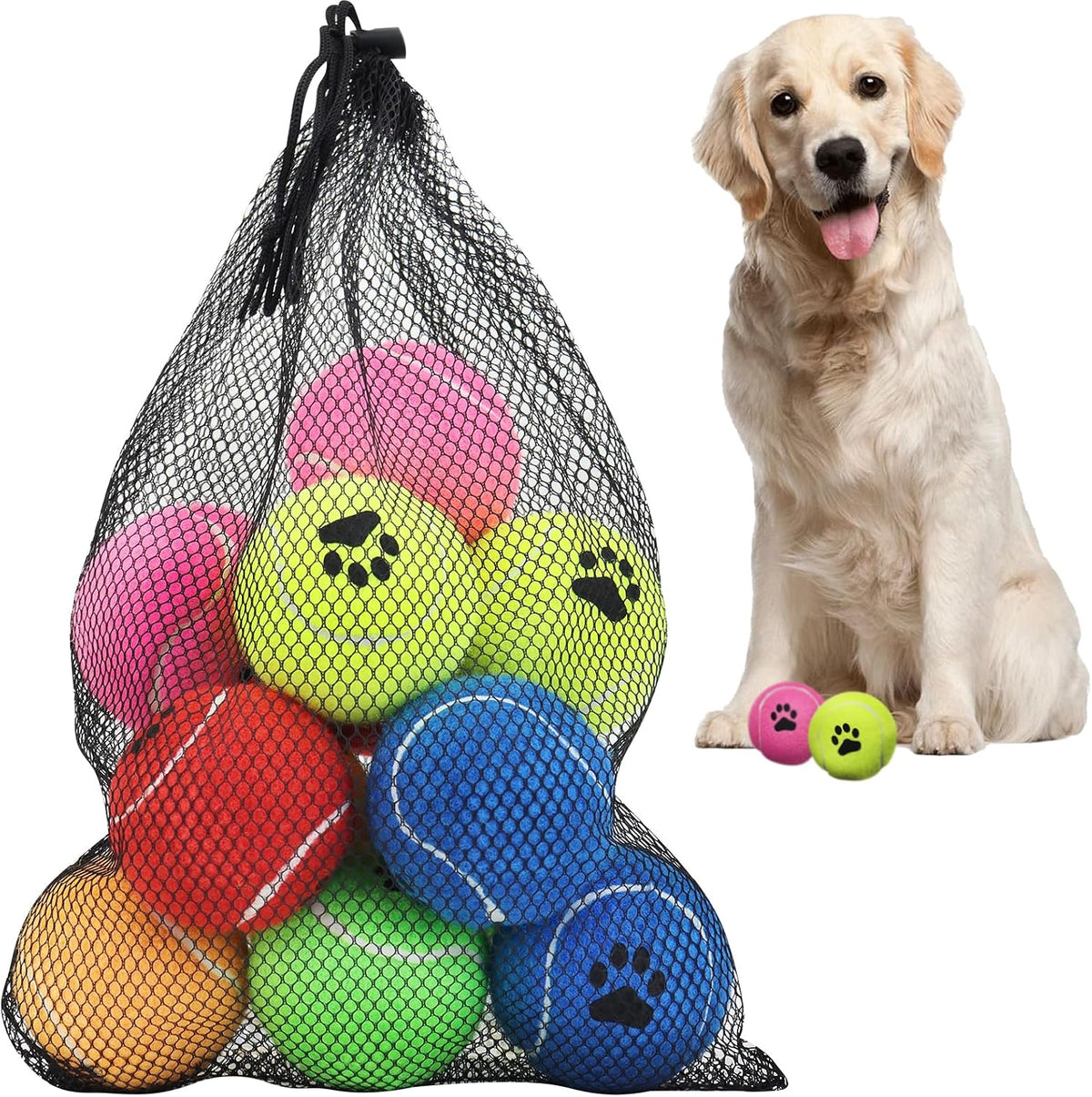 INSUM Bulk Tennis Balls for Dogs 12 Pack 2.5'' Dog Fetch Balls