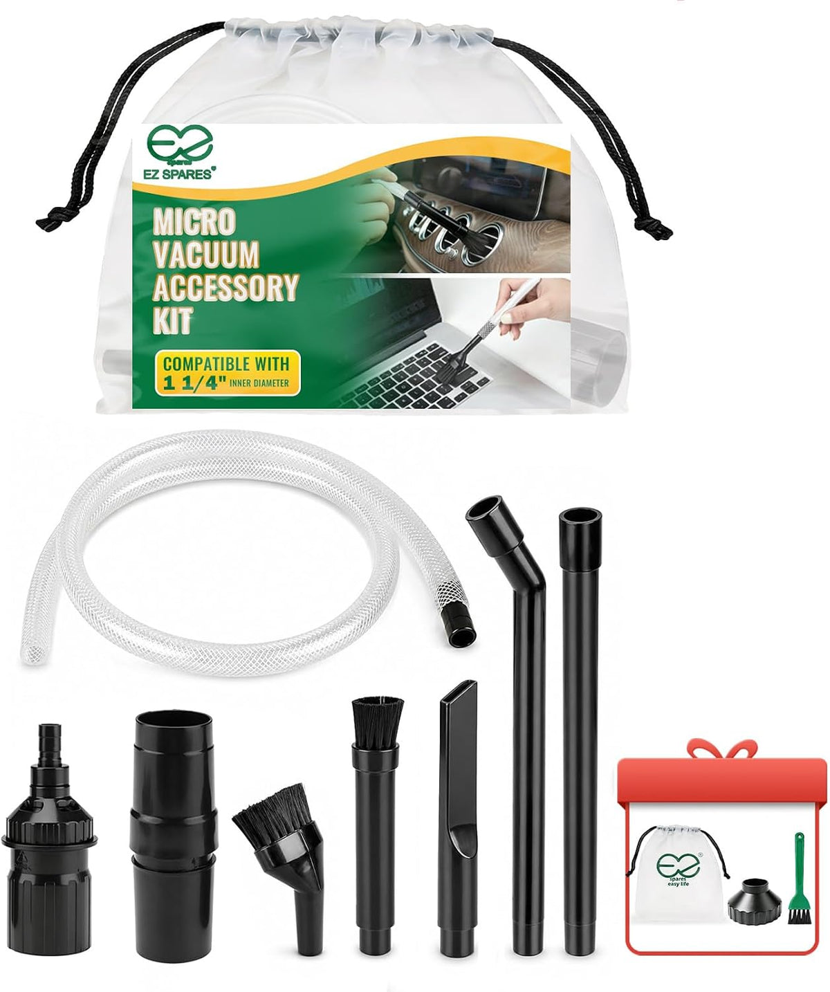 EZ SPARES 1-1/4" Micro Crevice Kit, Keyboard Car Vent Tools with Bag