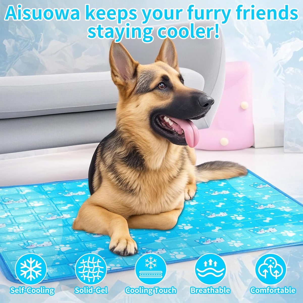 Dog Cooling Mat, Non Toxic Gel Cooling Pad for Small to Large Dog