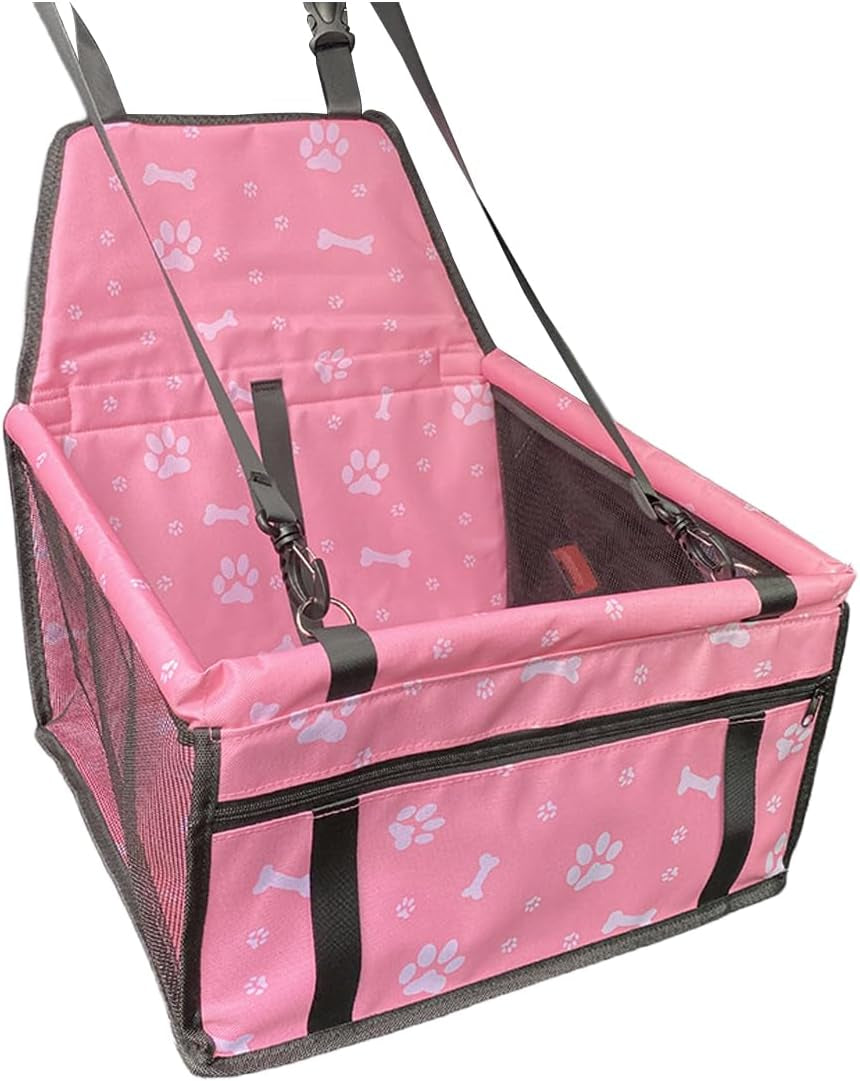 Pet Car Seat, Waterproof Oxford Dog Car Booster Seats, Pink Bone