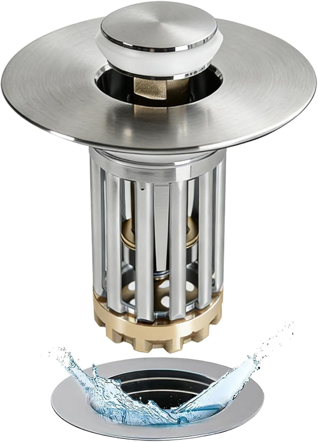 Anlige 3 in 1 Pop up Bathroom Sink Stopper, Bathroom Sink Drain Strainer