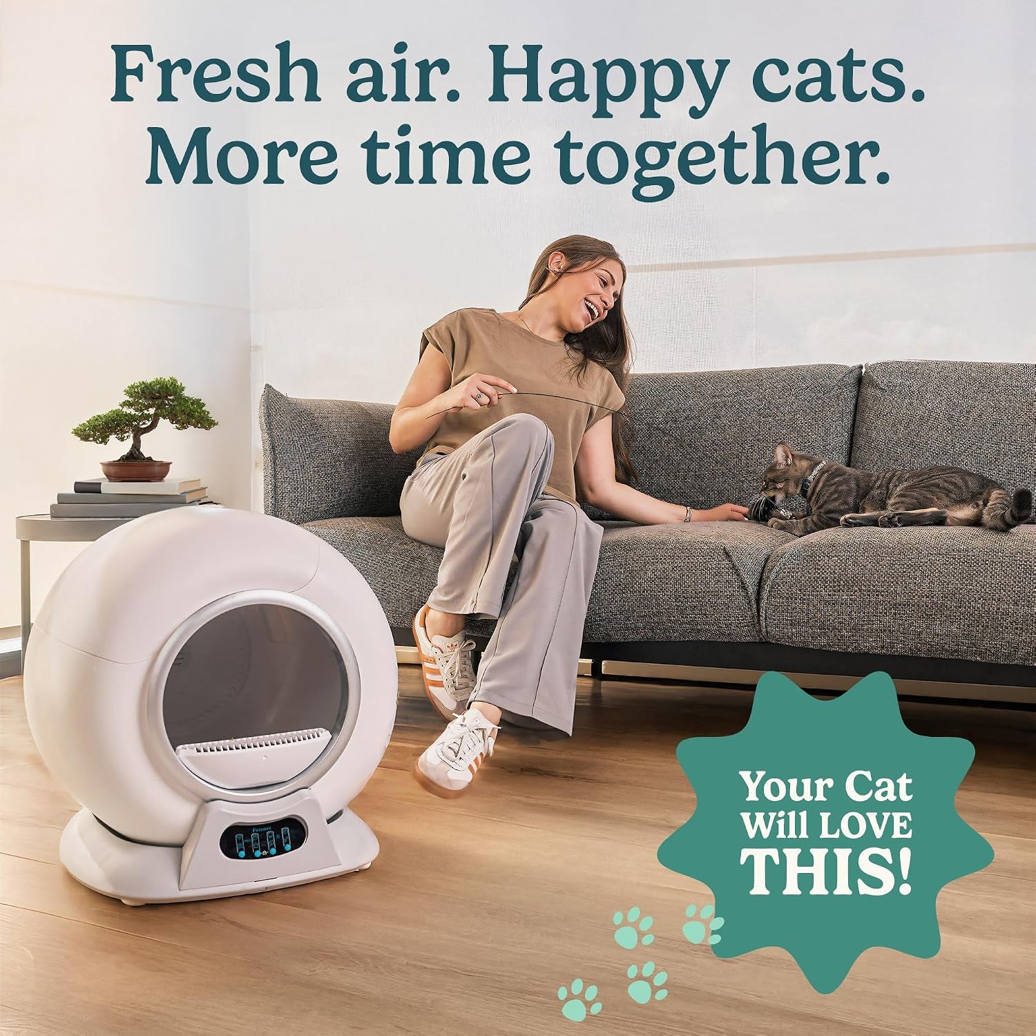 Petcove Automatic Self Cleaning Litter Box for Multiple Cats - Purrtek with Smart App Control (5Ghz Wi-Fi), Triple Odor Control, Quiet Operation & Advanced Safety Sensors