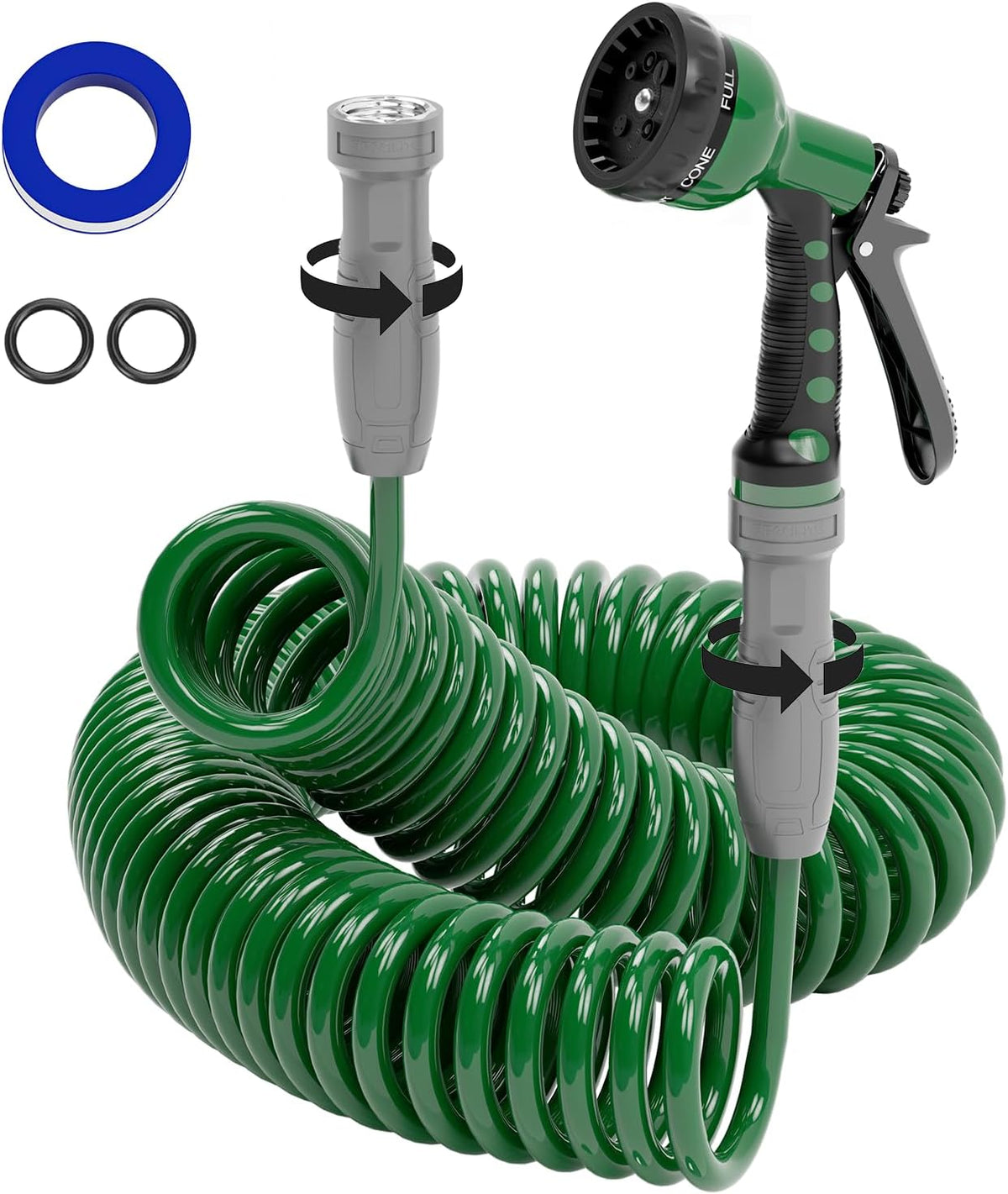 SPECILITE 3/8" Lightweight Coil Garden Hose 75 FT, EVA Flexible Water Hose