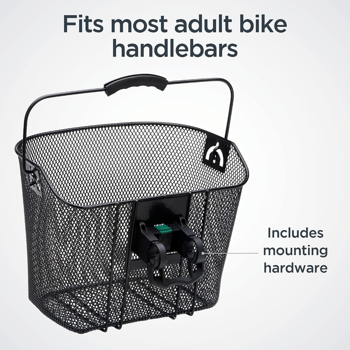 Schwinn Quick Release Wire Bike Basket, Black, Weather Resistant, Folding Handle for Hand Carry, Fits Most Adult Bicycles, Includes Mounting Hardware, Bicycle Basket for Adult Bikes