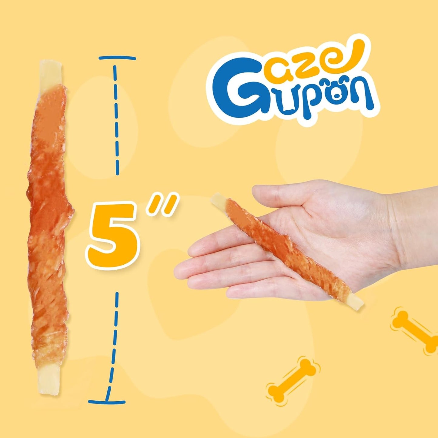 Gazeupon Soft Dog Treats, Healthy Training Treats for Dogs, Rawhide Free Snacks for Small Dogs, Chicken Wrapped Cod Sticks W/Glucosamine Chondroitin