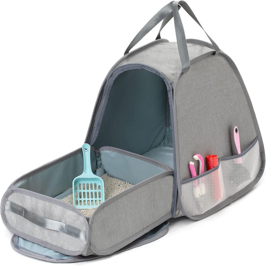 Collapsible Portable Cat Litter Box Standard for Travel Light Weight Leak-Proof，Sturdy，Prevent Litter Scatter Design Easy to Clean， Collapsible Travel Puppy Carrier，Portable Cat Playpen