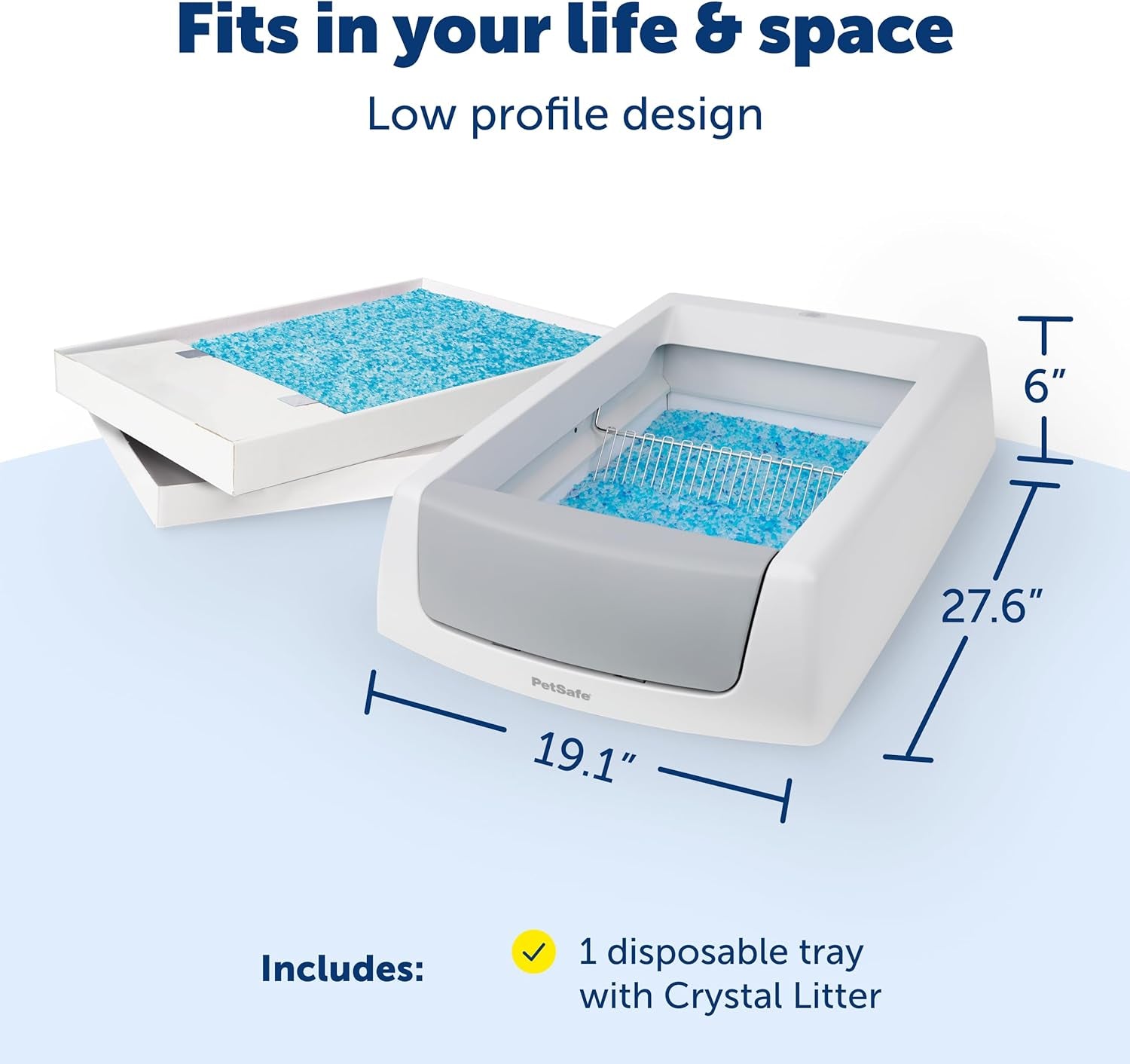 Petsafe Scoopfree Crystal Classic Self-Cleaning Litter Box System – Automatic Cat Litter Box - Advanced Odor Control – Includes Disposable Crystal Litter Tray (PAL00-17296)