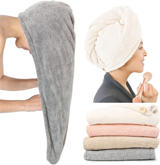 ROLSHOL 4 Pack Extra Large Microfiber Hair Towel Wraps for Women