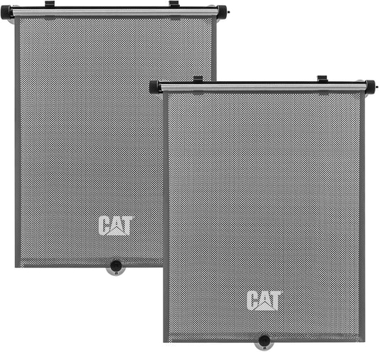 CAT Retractable Pull-Down Back Seat Side Window Shades for UV Sun Protection, Universal Fit, 2-Pack, Gray, Modern Style, 14X19In