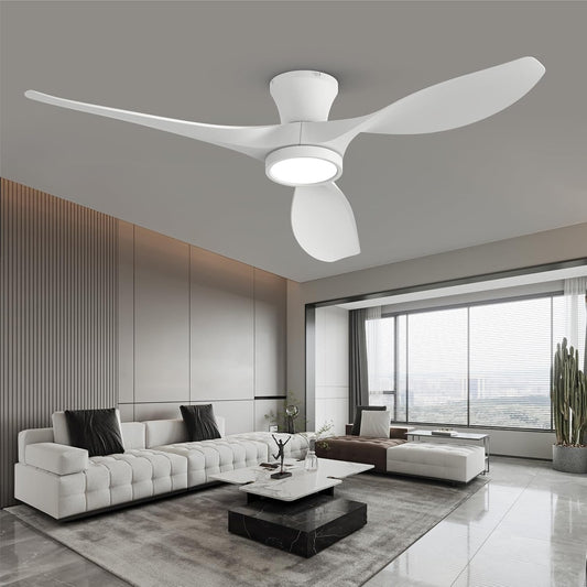 TALOYA 52 Inch Ceiling Fans with Lights and Remote Control White