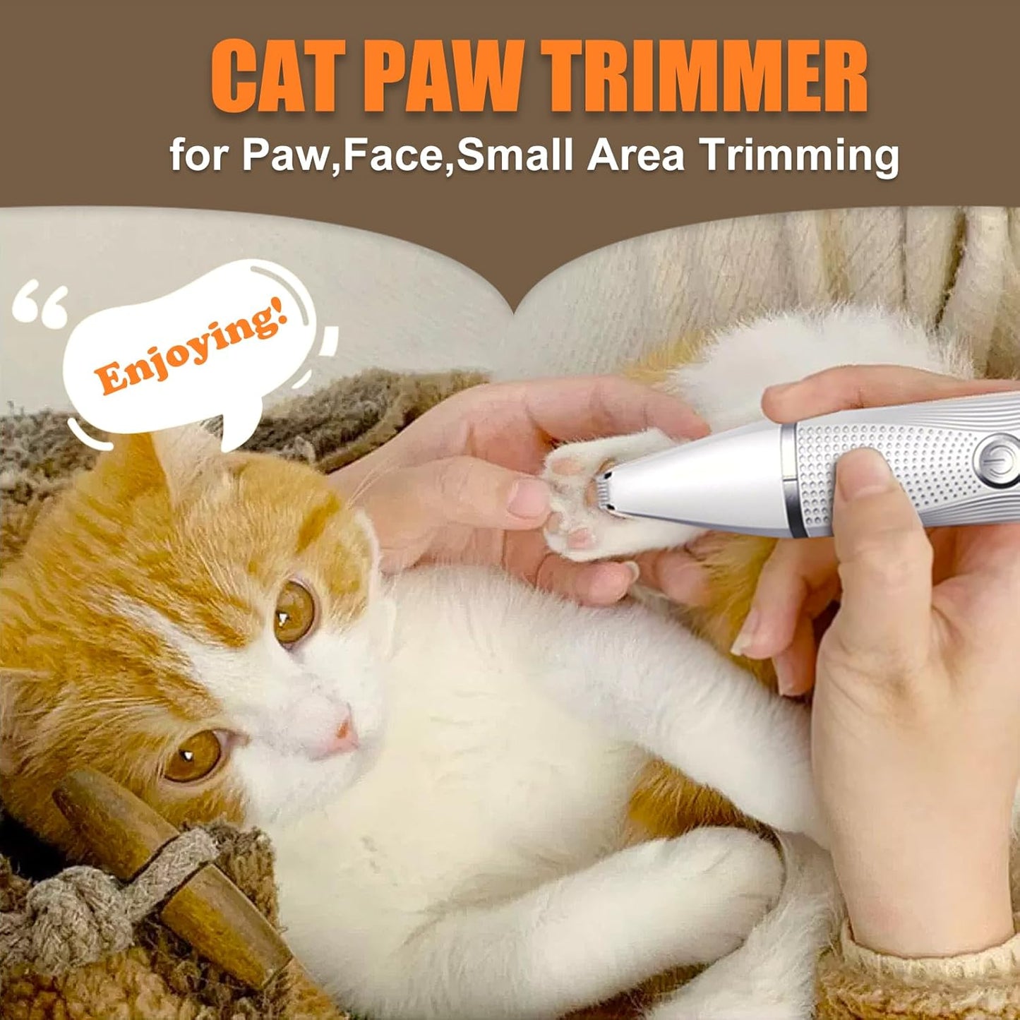 Cat Grooming Clippers Kit with Paw Trimmer, 3 in 1 Electric Pet Hair Trimmer Supplies for Thick Matted Hair, Heavy Coat Butt Shaver Cat Razor Fur Trimmer for Dogs at Home (White)