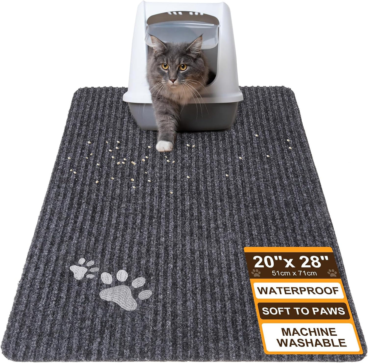 BEAUTYZOO Cat Litter Mat, 20" X 28" Litter Trapping Mat, Waterproof