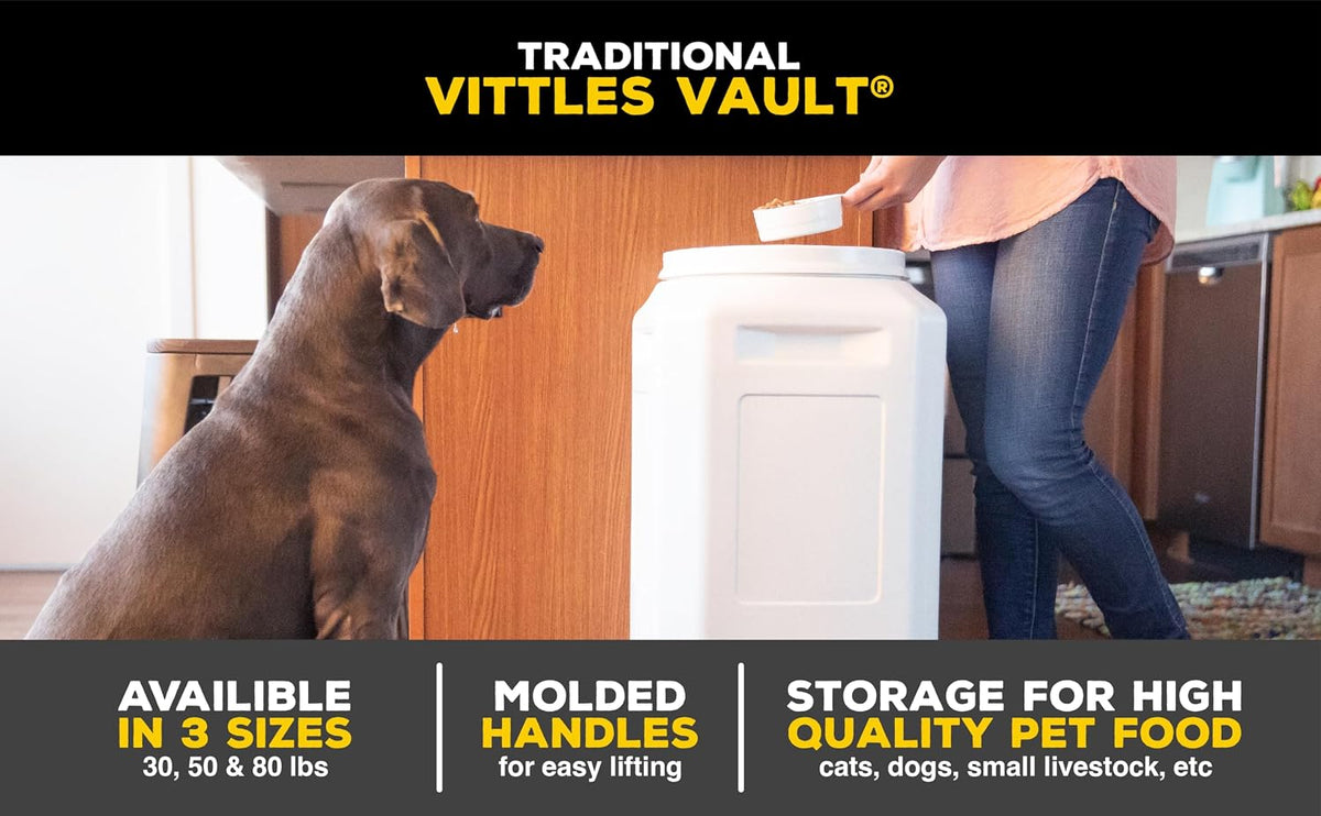 Vittles Vault Airtight Pet Food Storage Container + Scoop, Fits up to 50Lbs
