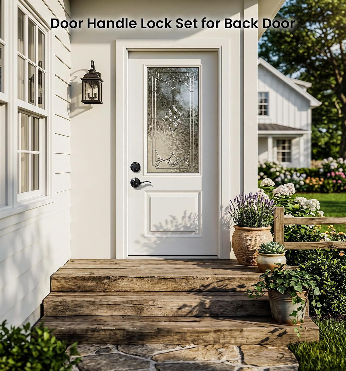 Veise Keyed Alike Exterior Door Handle Lock Set with Deadbolt, Matte Black