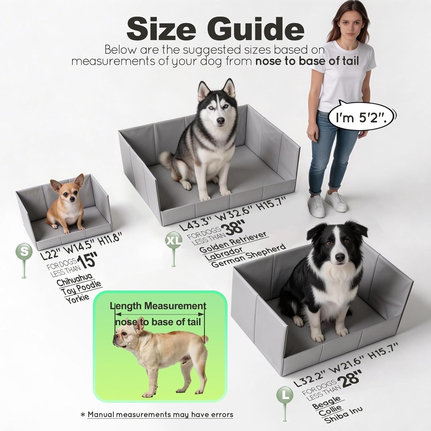 HQ4US 4LEGS Dog Grass Pad with Tray Foldable Dog Litter Box High Walls, Odor Free Artificial Grass for Dogs Potty, Pee Pad Holder, Seamless, No Assembly, Waterproof, Easy Clean, Portable for Travel