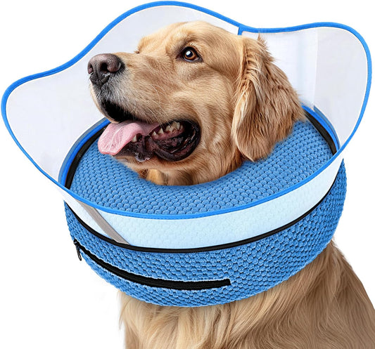 Supet Raised Inflatable Dog Cone Alternative Collars for after Surgery, Dog Donut Collar after Surgery, Soft Pet Cone for Small Medium Large Dogs to Stop Licking