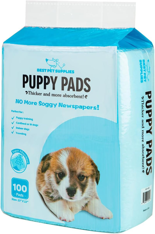Best Pet Supplies Puppy Pads (22.5 X 22 Inches) - Disposable, Dog Training Potty, Super Absorbent Baby Blue Puppy Pee Pads for Dogs (100 Count)