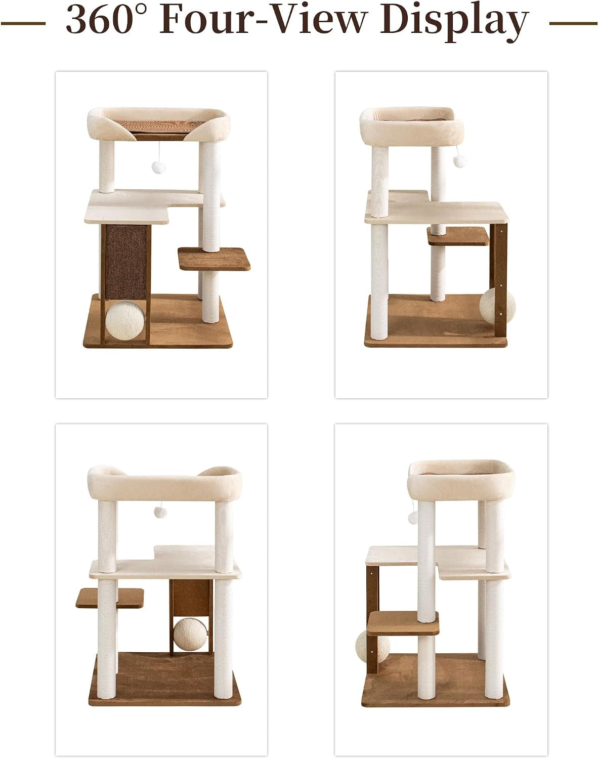 37.5" Cat Tree for Large & Senior Cats with Low Step & Sisal Board